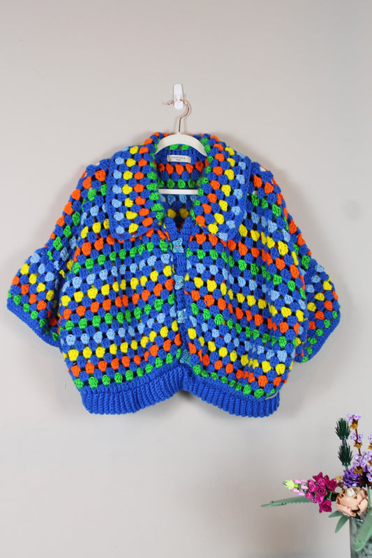 “Building Blocks” Crocheted Button-Up Shirt