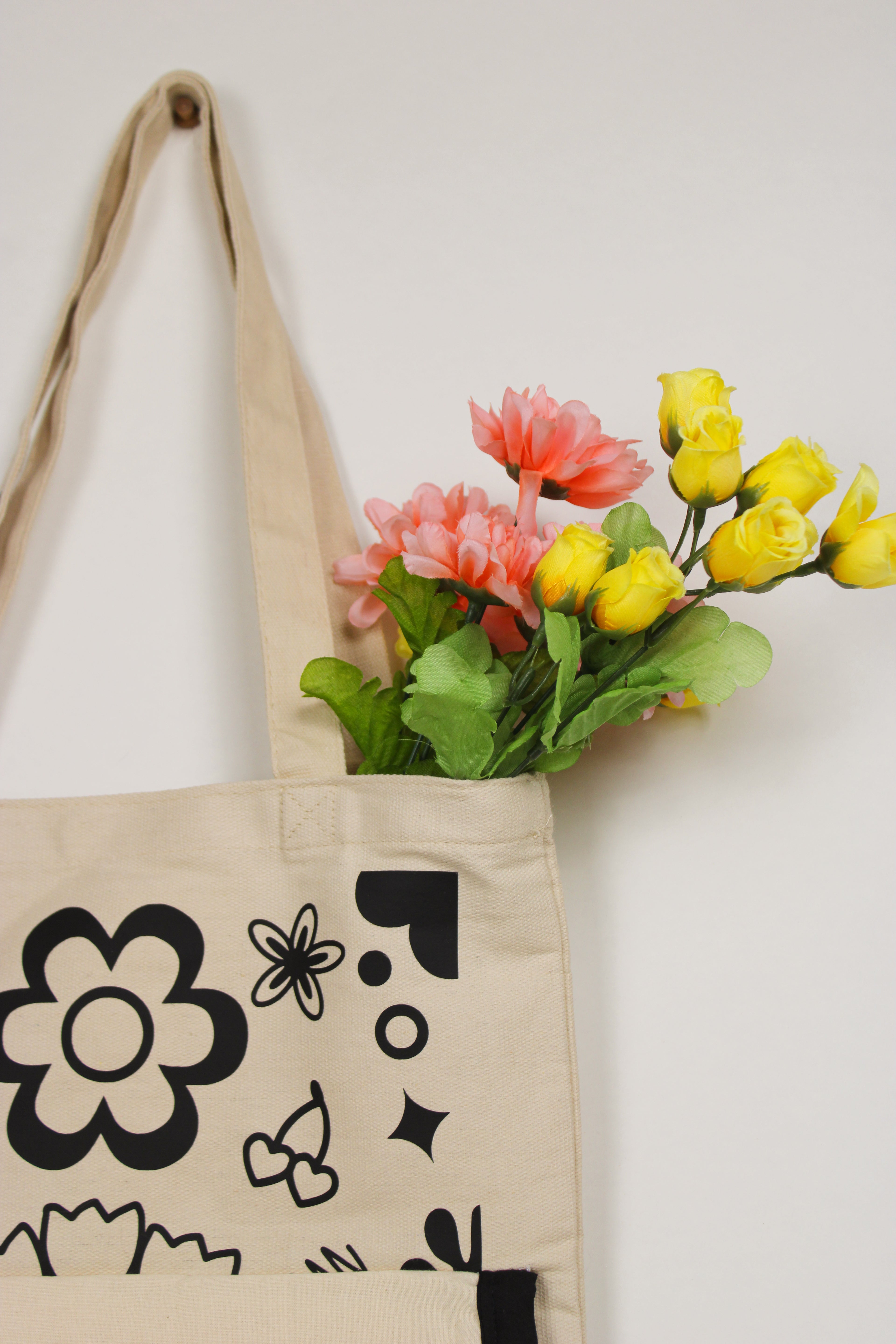 “Mariam” Front Pocket Canvas Tote Bag