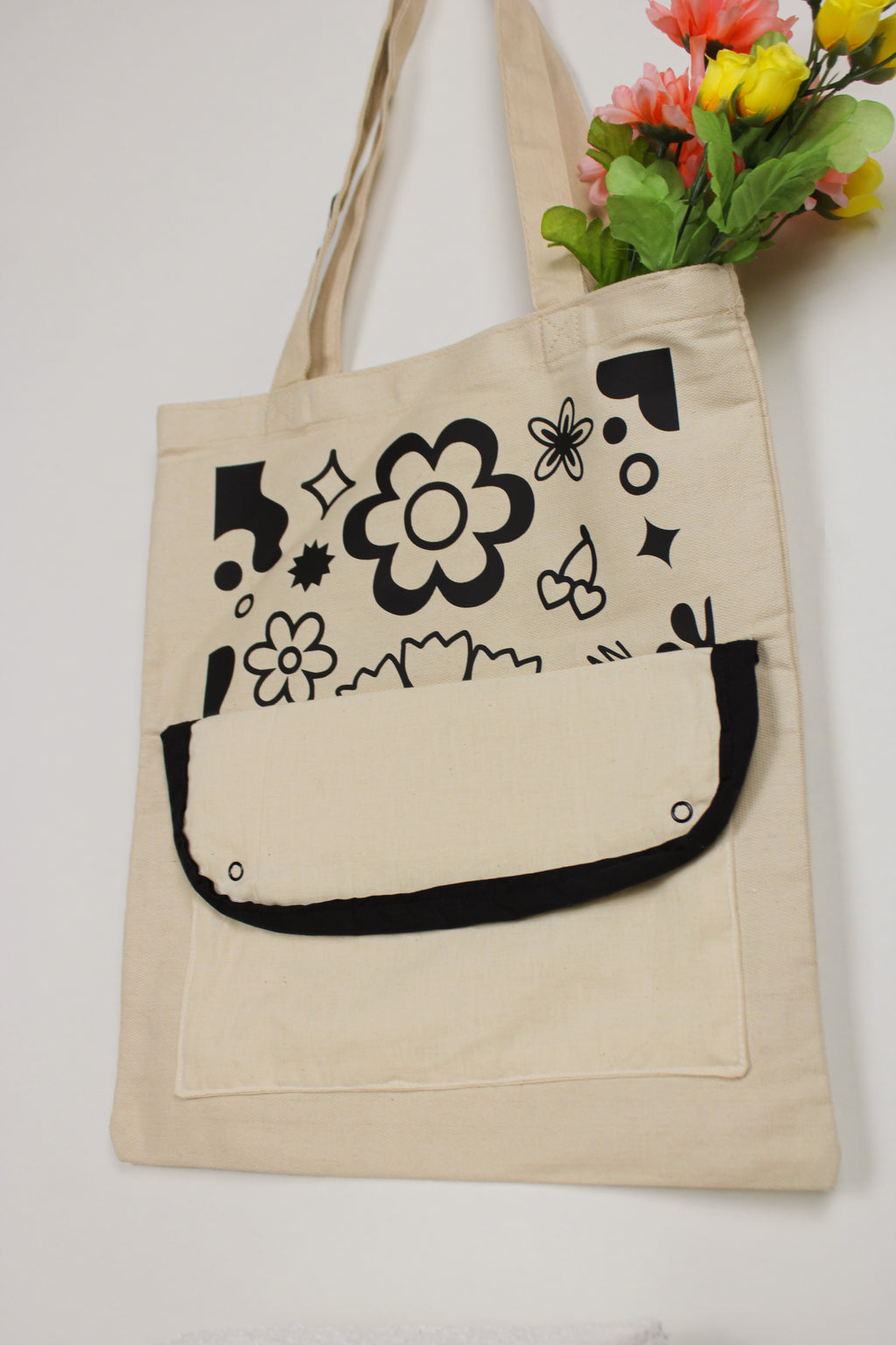 “Mariam” Front Pocket Canvas Tote Bag