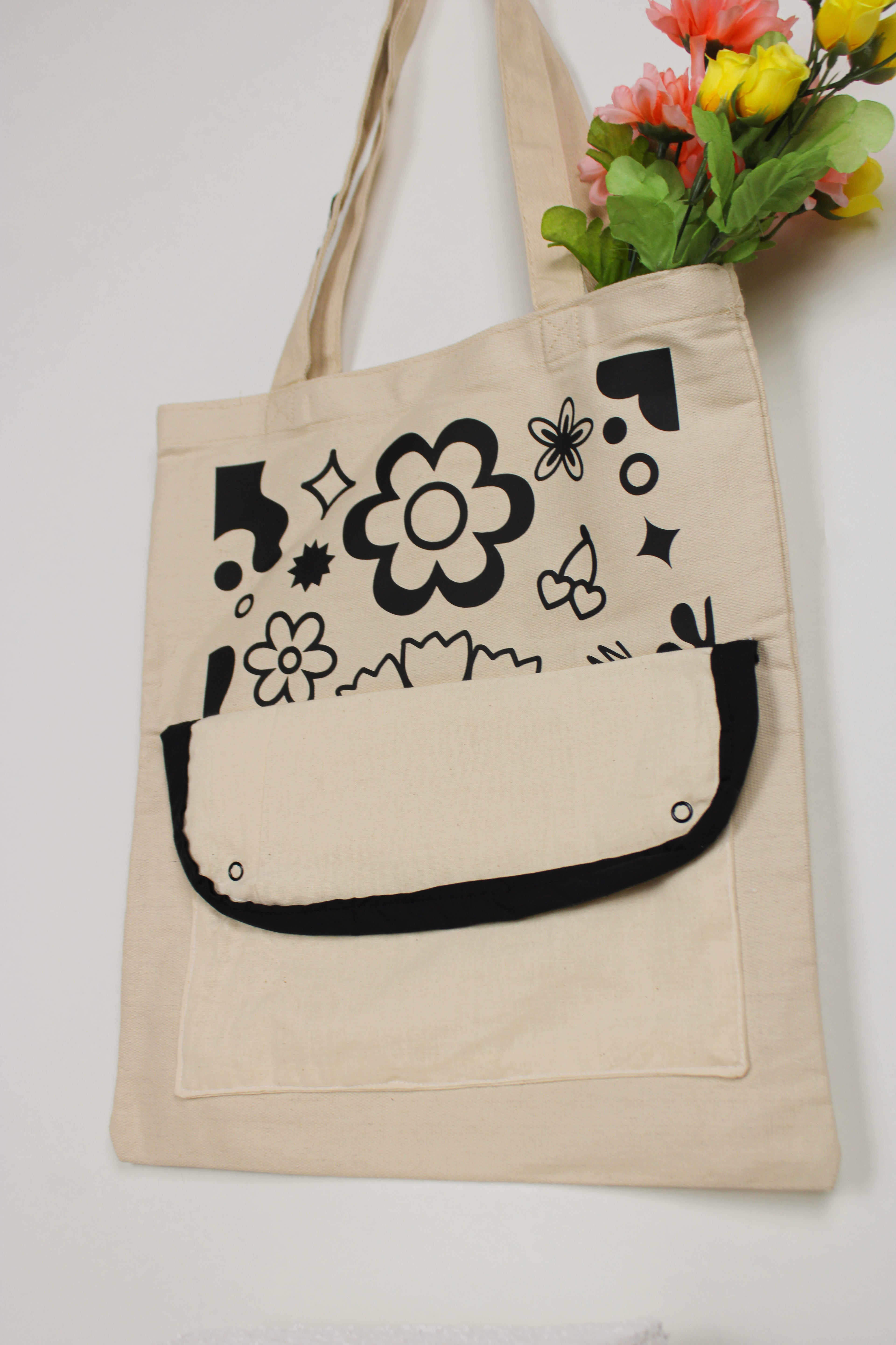 “Mariam” Front Pocket Canvas Tote Bag