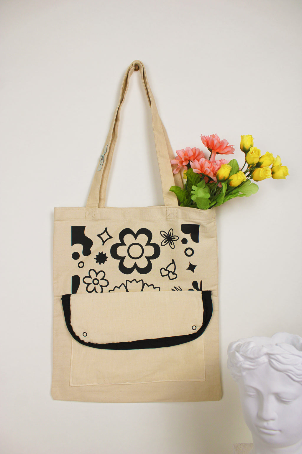 “Mariam” Front Pocket Canvas Tote Bag