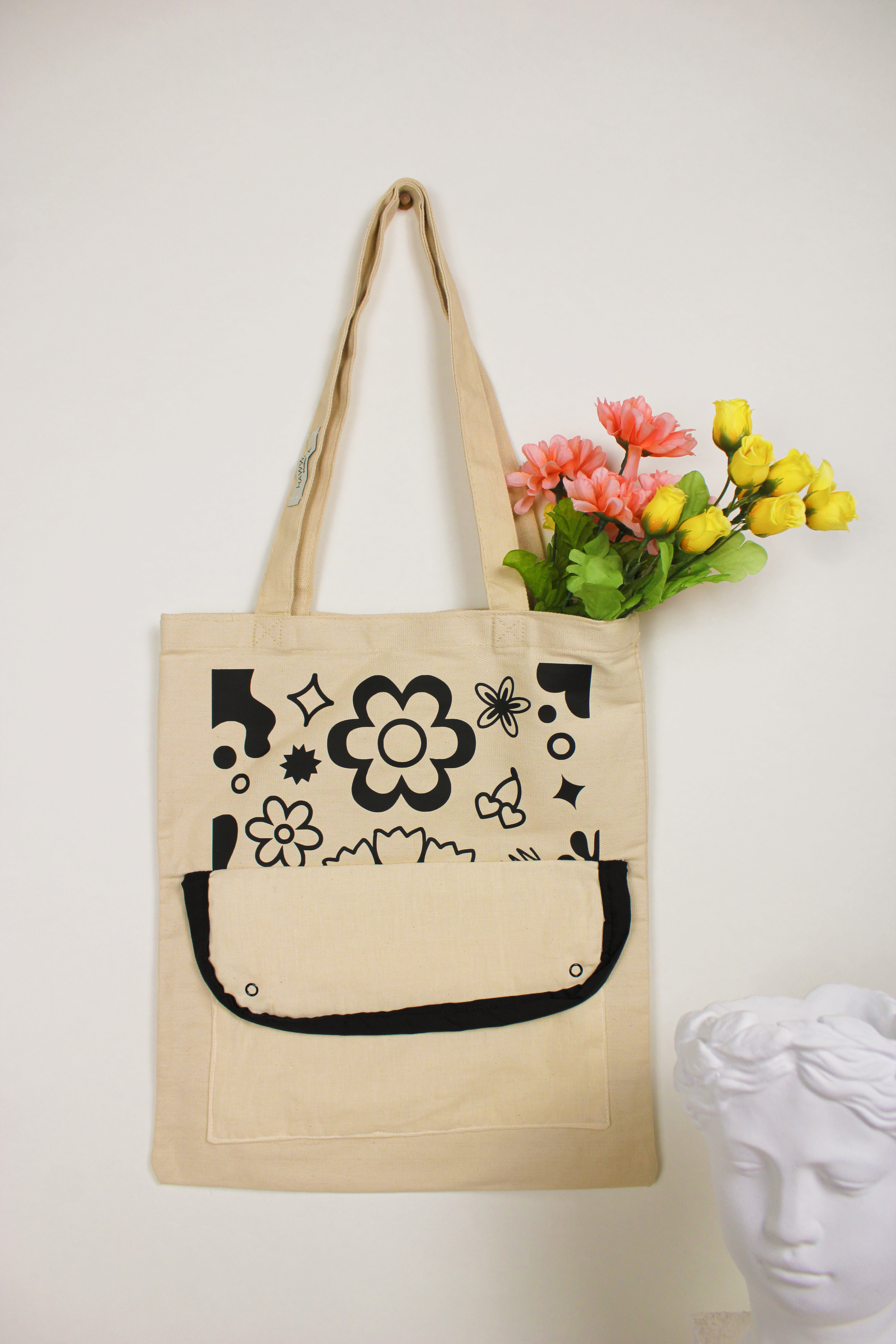 “Mariam” Front Pocket Canvas Tote Bag