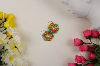 “Lovely Day” Swirl Flower Hoop Earrings