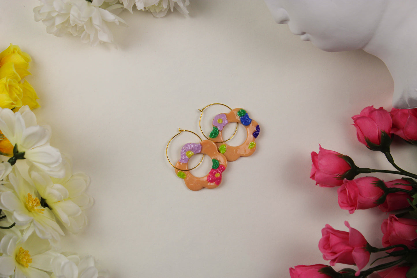 “Lady” Flower Hoop Earrings