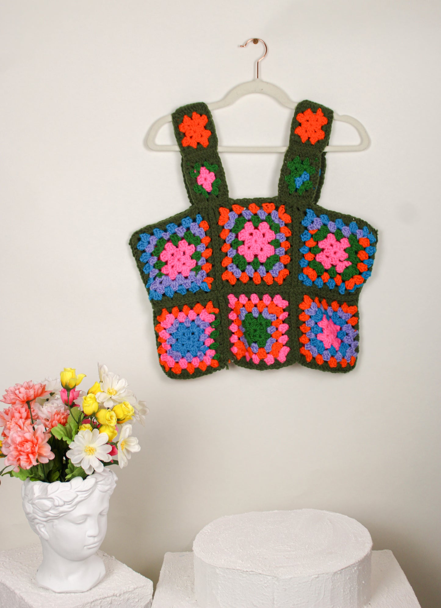 “Spruce” Crocheted Granny Square Top