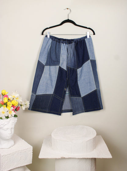 “My-My” Patchwork Denim Align Skirt