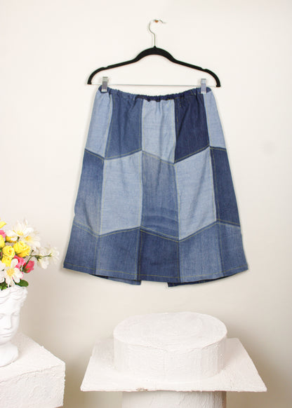 “My-My” Patchwork Denim Align Skirt