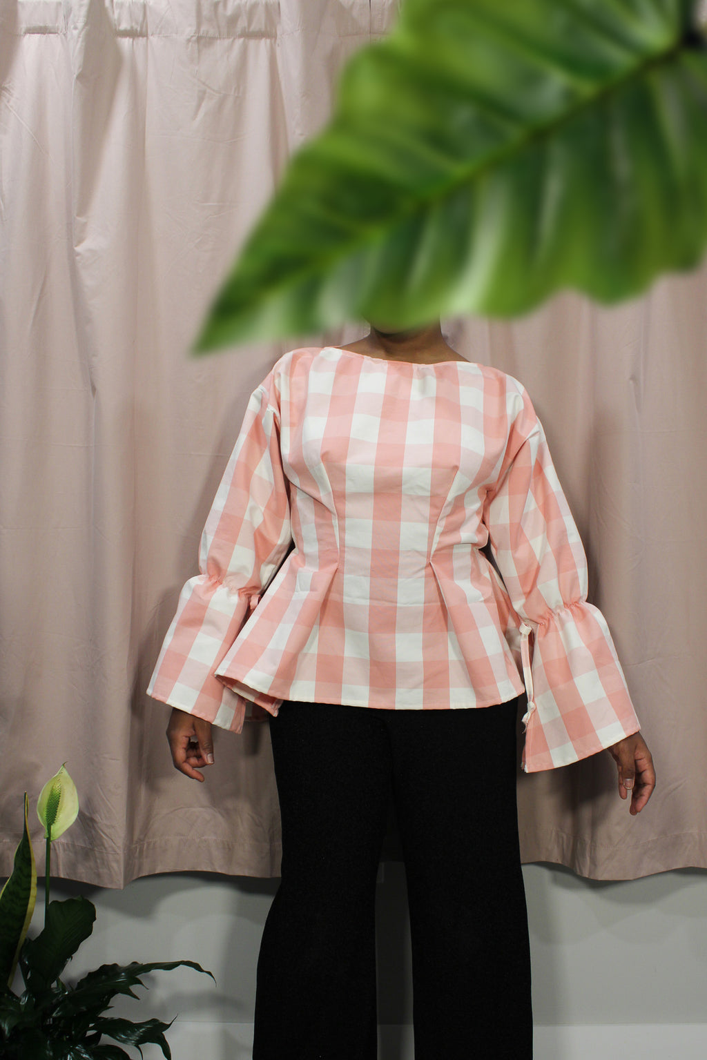Pink Gingham Tie Top - HAWWAA Studios