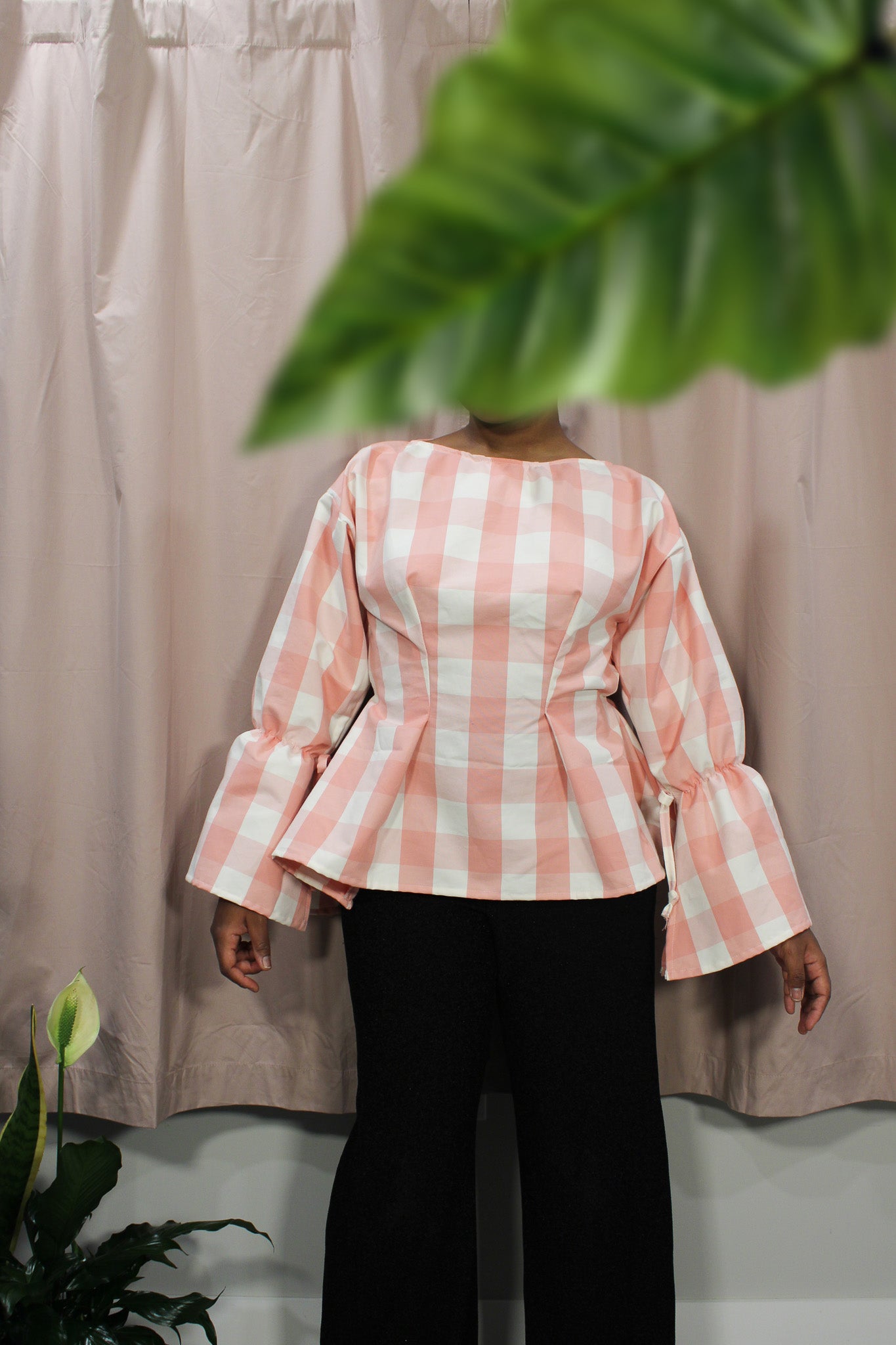 Pink Gingham Tie Top - HAWWAA Studios