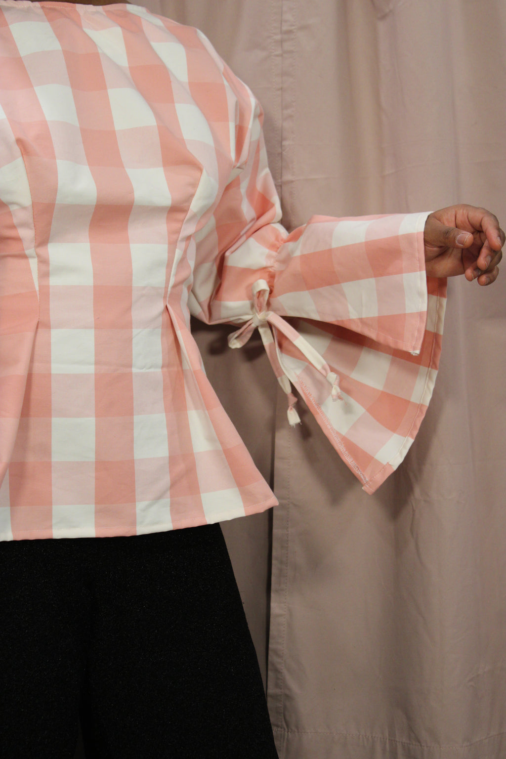 Pink Gingham Tie Top - HAWWAA Studios