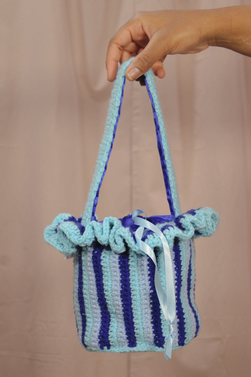 Market Bucket Bag - Blue Stripe - HAWWAA Studios