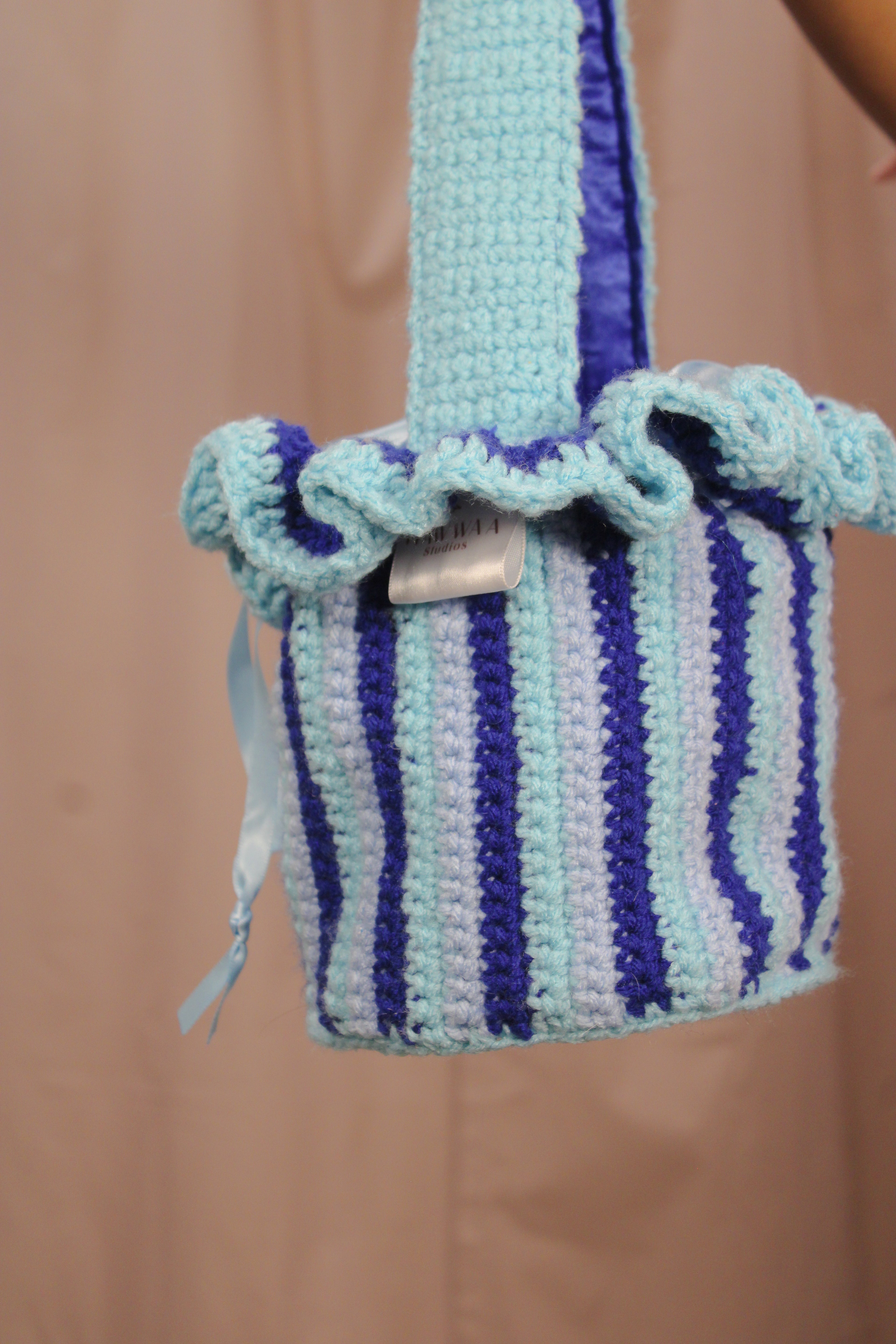 Market Bucket Bag - Blue Stripe - HAWWAA Studios