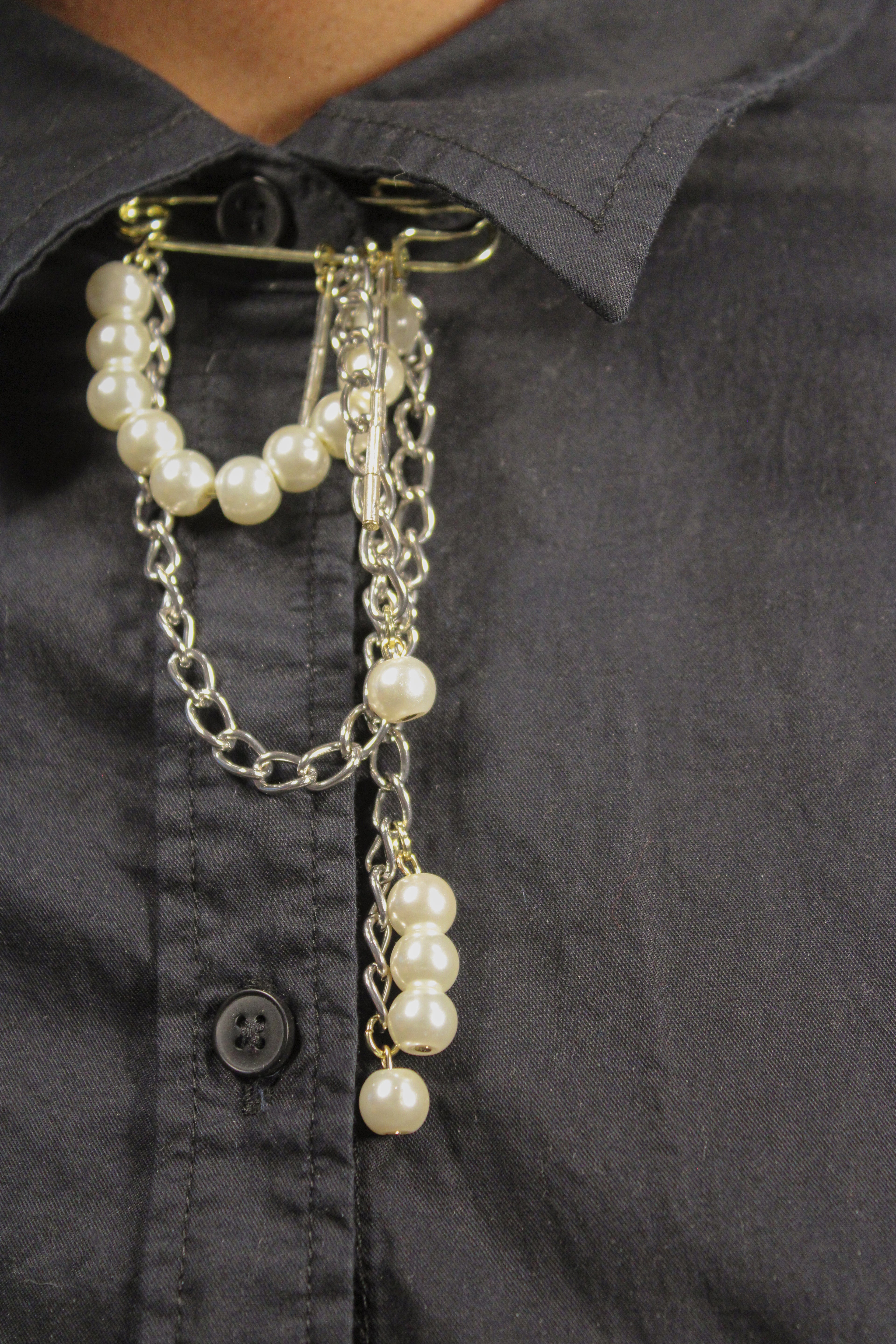 Ivory Safety Pin Brooch - HAWWAA Studios