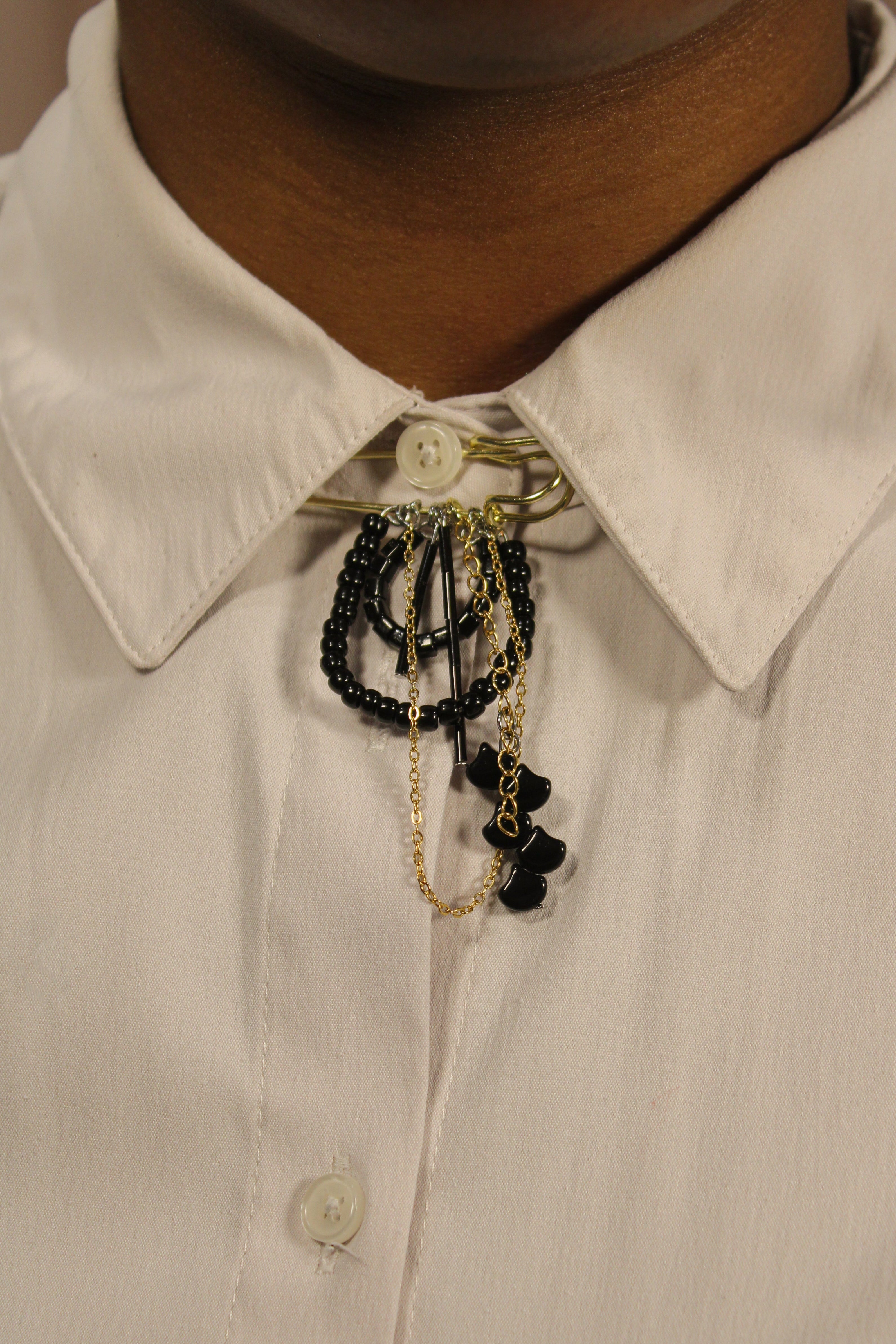 Ebony Safety Pin Brooch - HAWWAA Studios