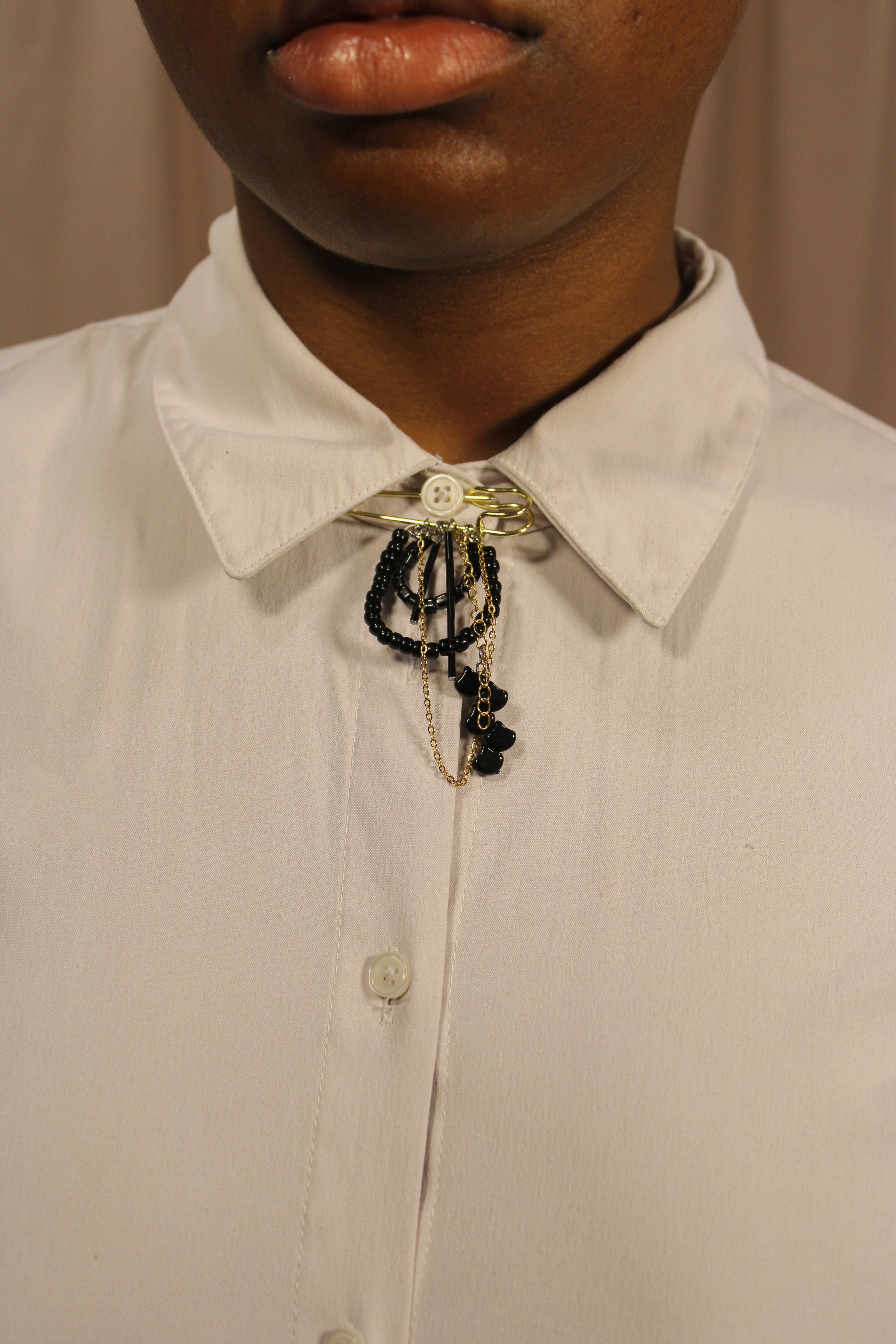 Ebony Safety Pin Brooch - HAWWAA Studios