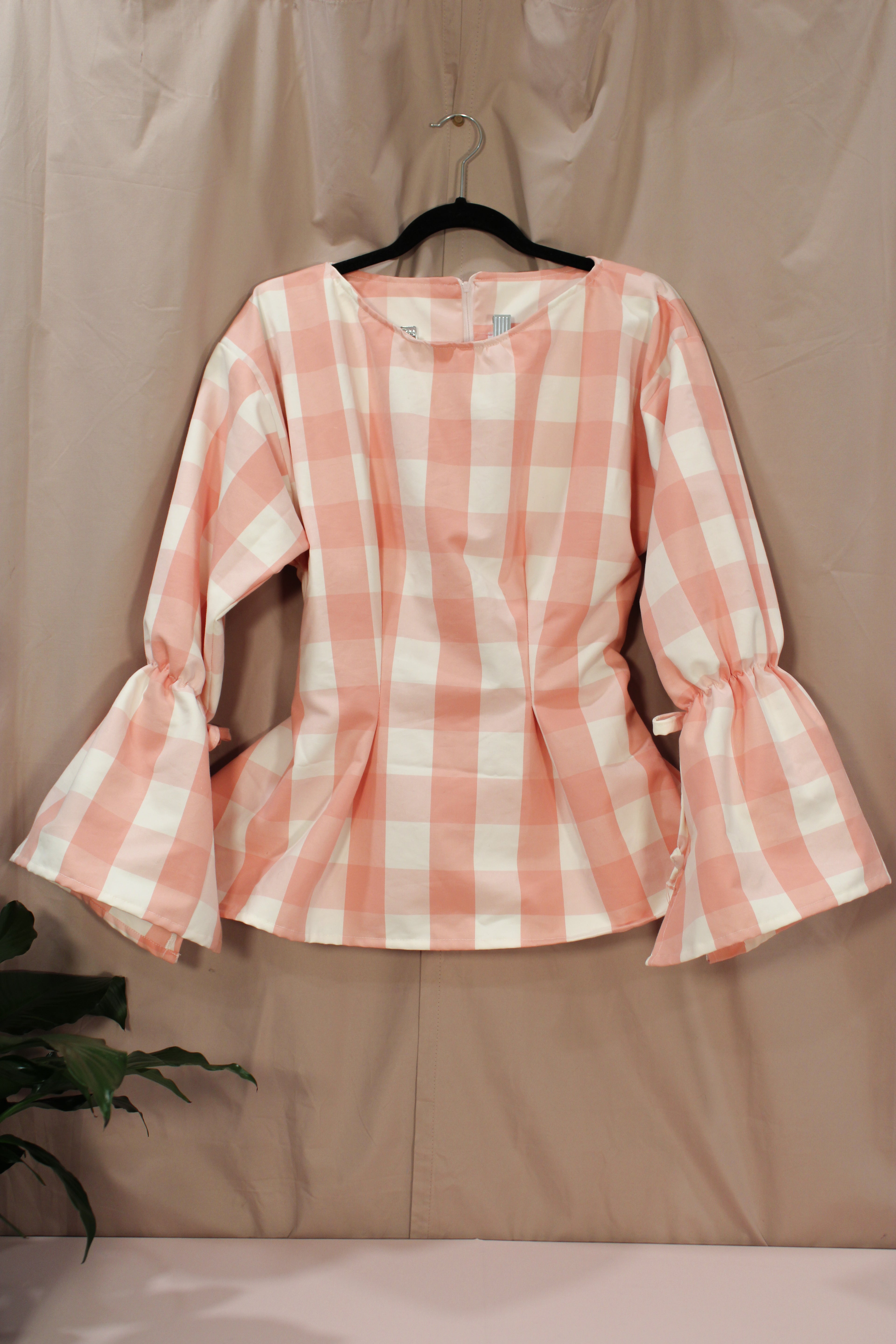Pink Gingham Tie Top - HAWWAA Studios