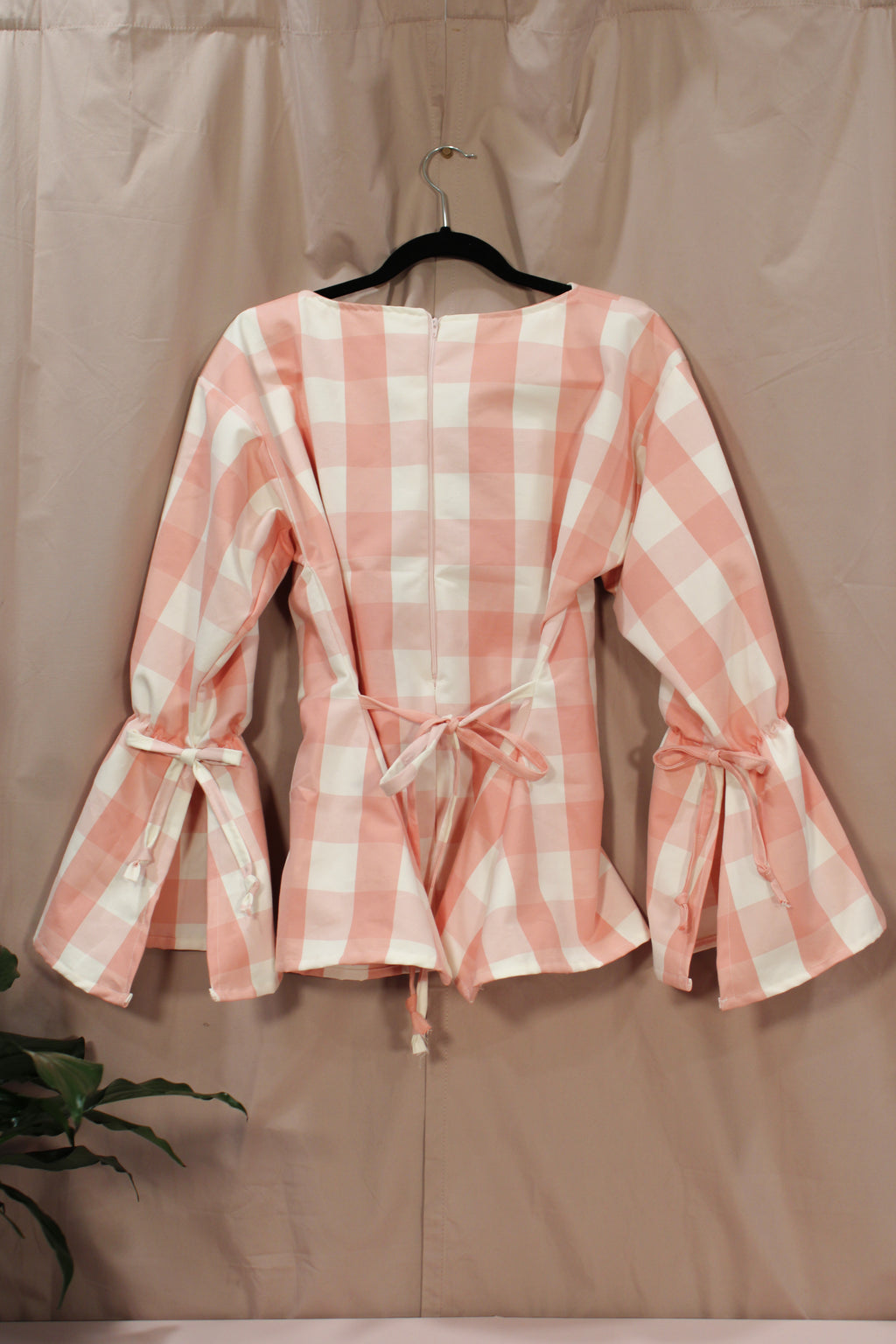 Pink Gingham Tie Top - HAWWAA Studios
