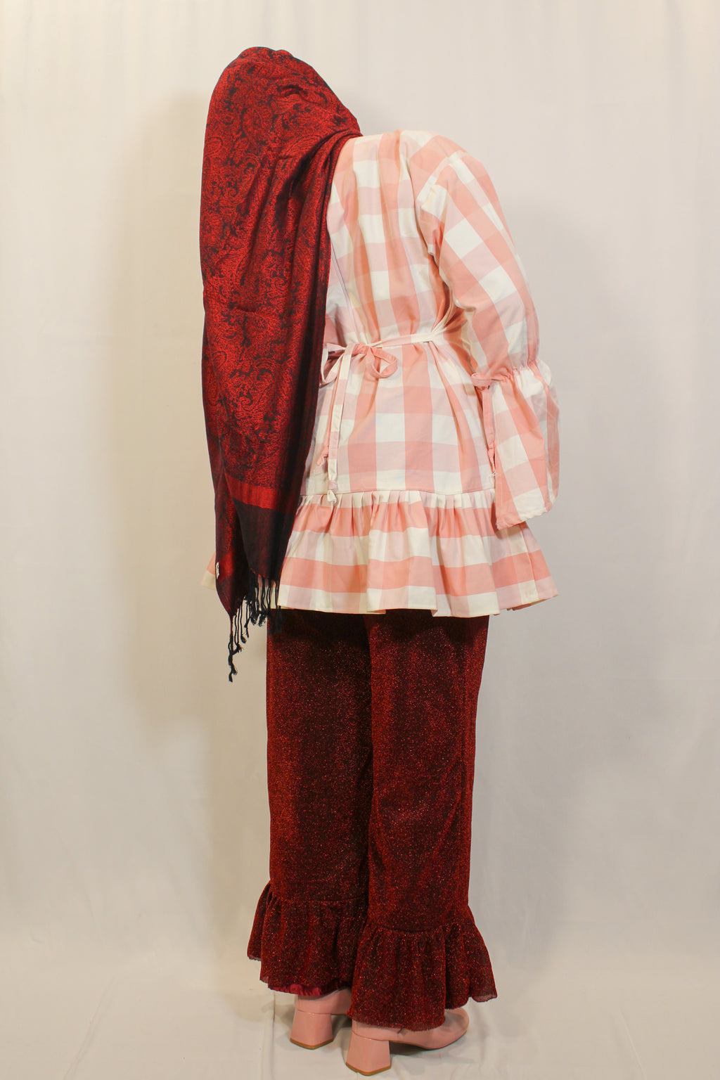 "Joyce" Pink Gingham X-Long Top - HAWWAA Studios