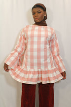 "Joyce" Pink Gingham X-Long Top - HAWWAA Studios
