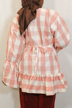 "Joyce" Pink Gingham X-Long Top - HAWWAA Studios