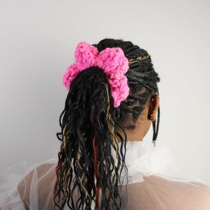 "Pinkie" Crochet Flower Scrunchie