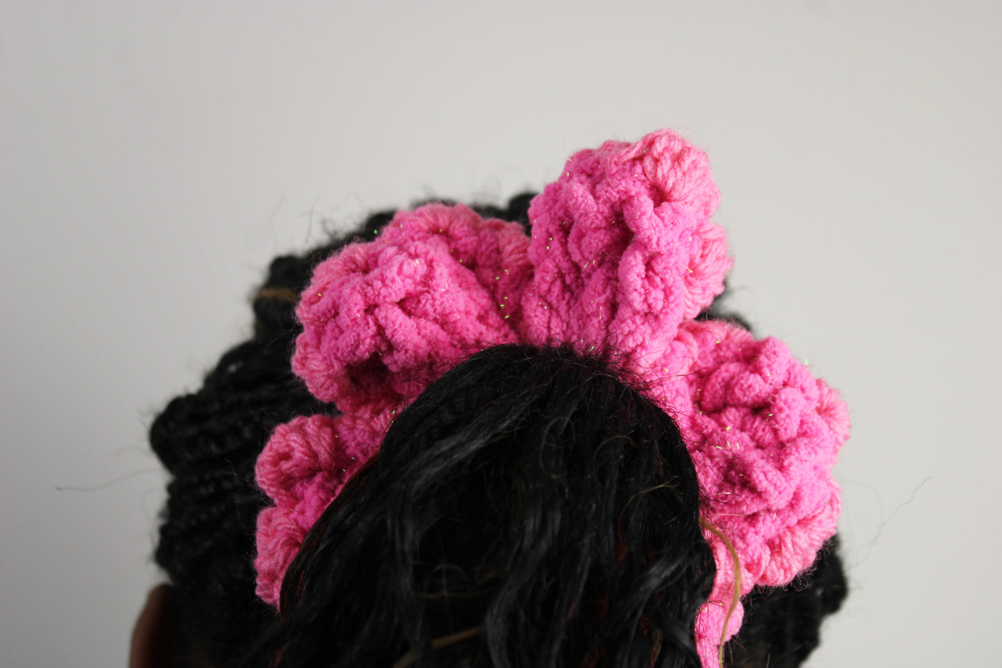 "Pinkie" Crochet Flower Scrunchie