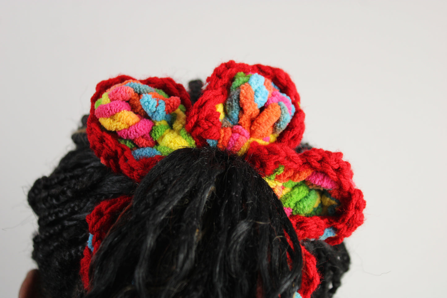 "Liquorice" Crochet Flower Scrunchie