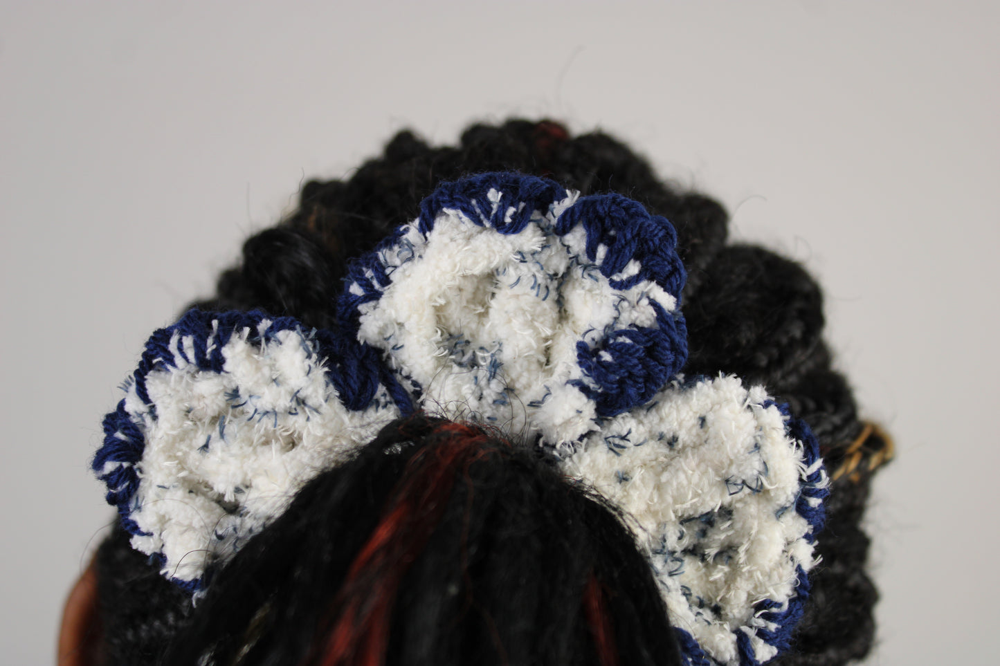 "Ivy League" Crochet Flower Scrunchie