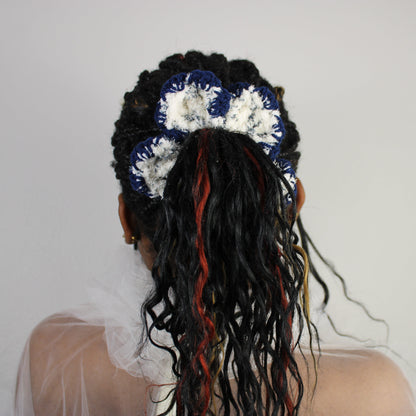 "Ivy League" Crochet Flower Scrunchie