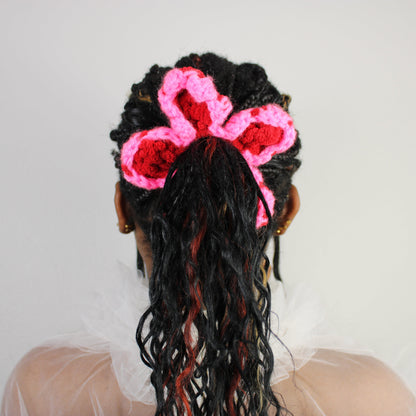 "Valentine" Crochet Flower Scrunchie