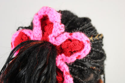 "Valentine" Crochet Flower Scrunchie