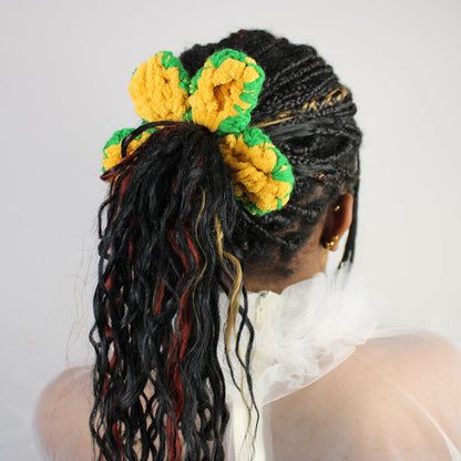 "Fall" Crochet Flower Scrunchie