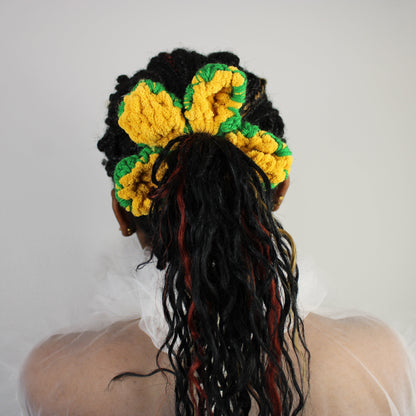 "Fall" Crochet Flower Scrunchie