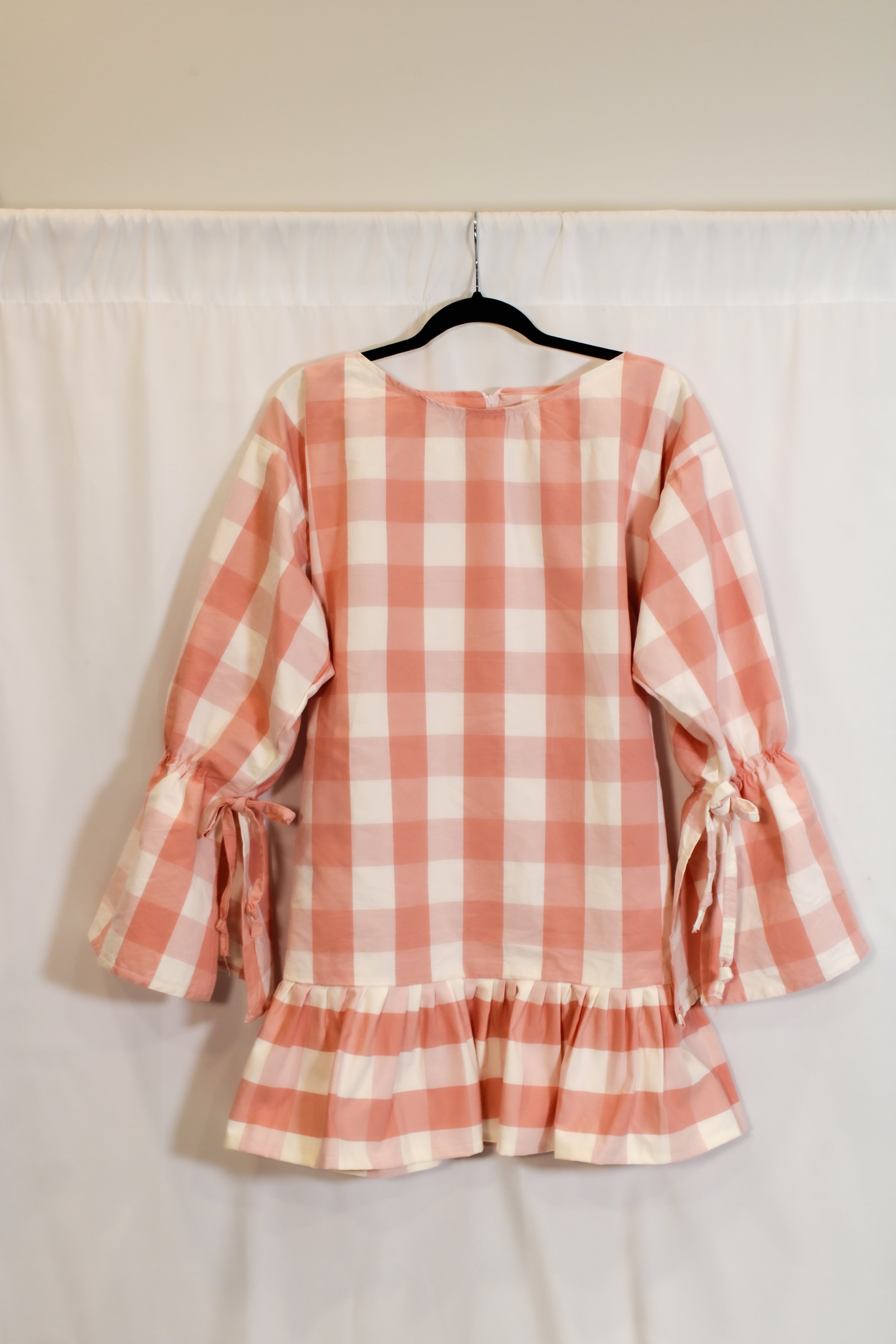 "Joyce" Pink Gingham X-Long Top - HAWWAA Studios