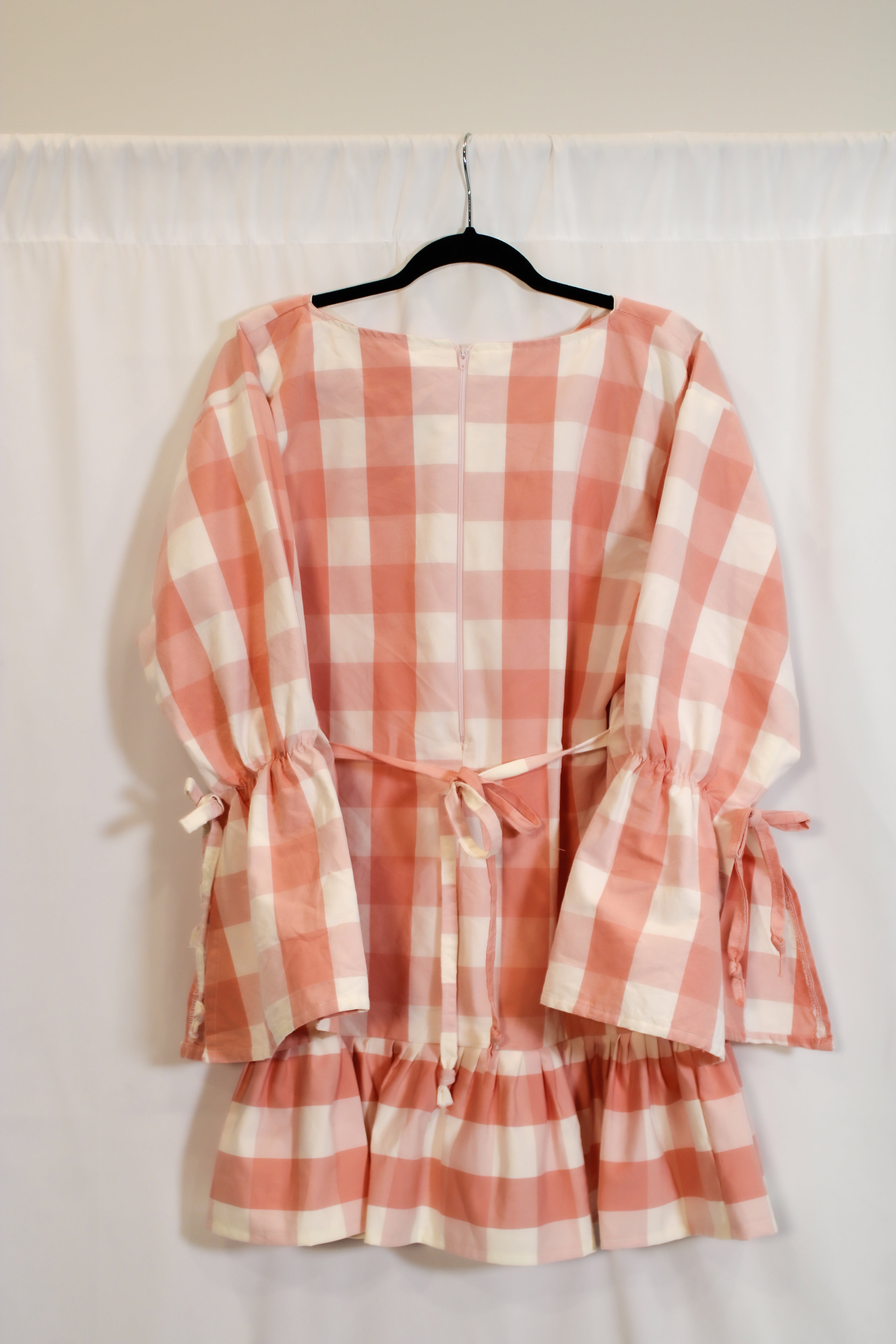 "Joyce" Pink Gingham X-Long Top - HAWWAA Studios