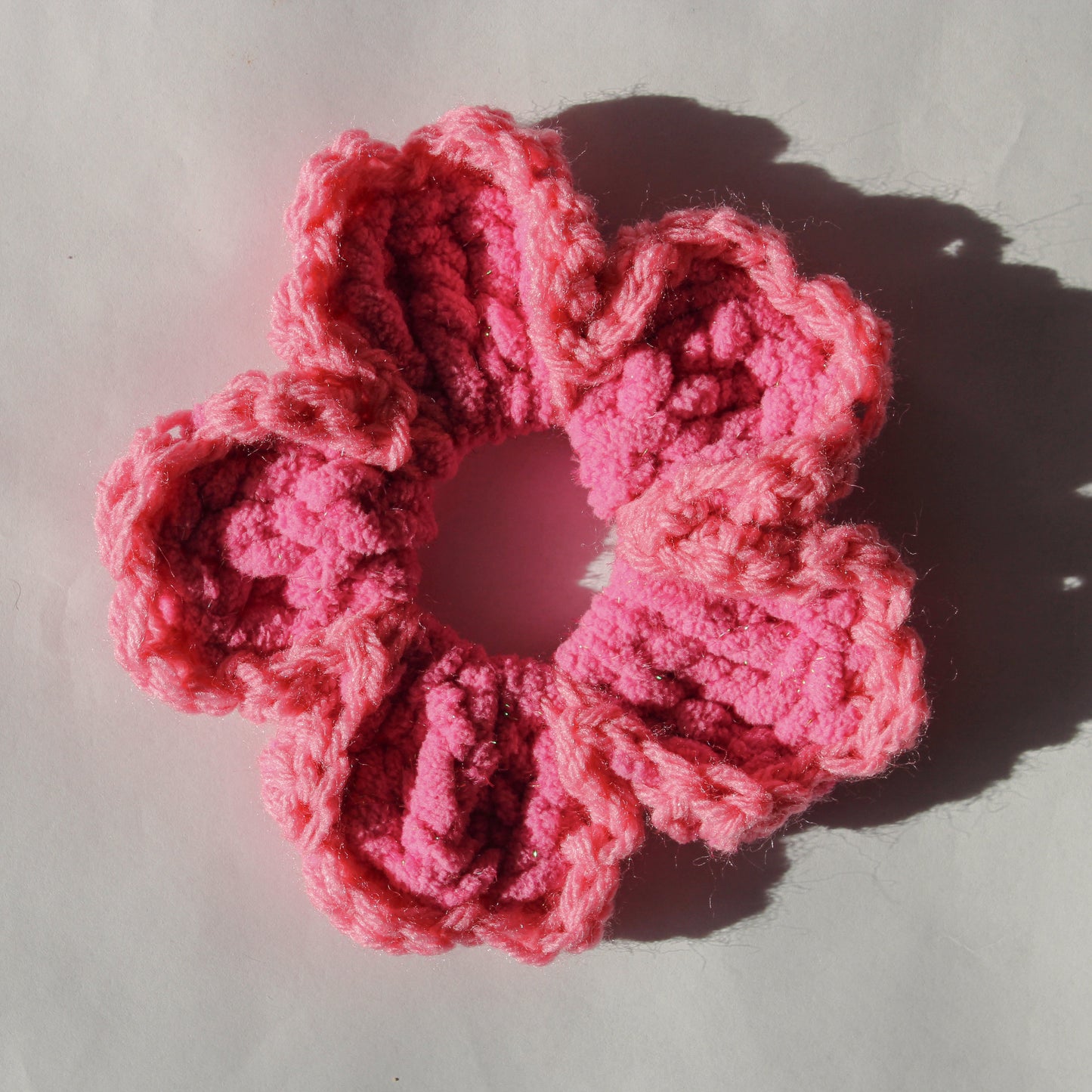 "Pinkie" Crochet Flower Scrunchie