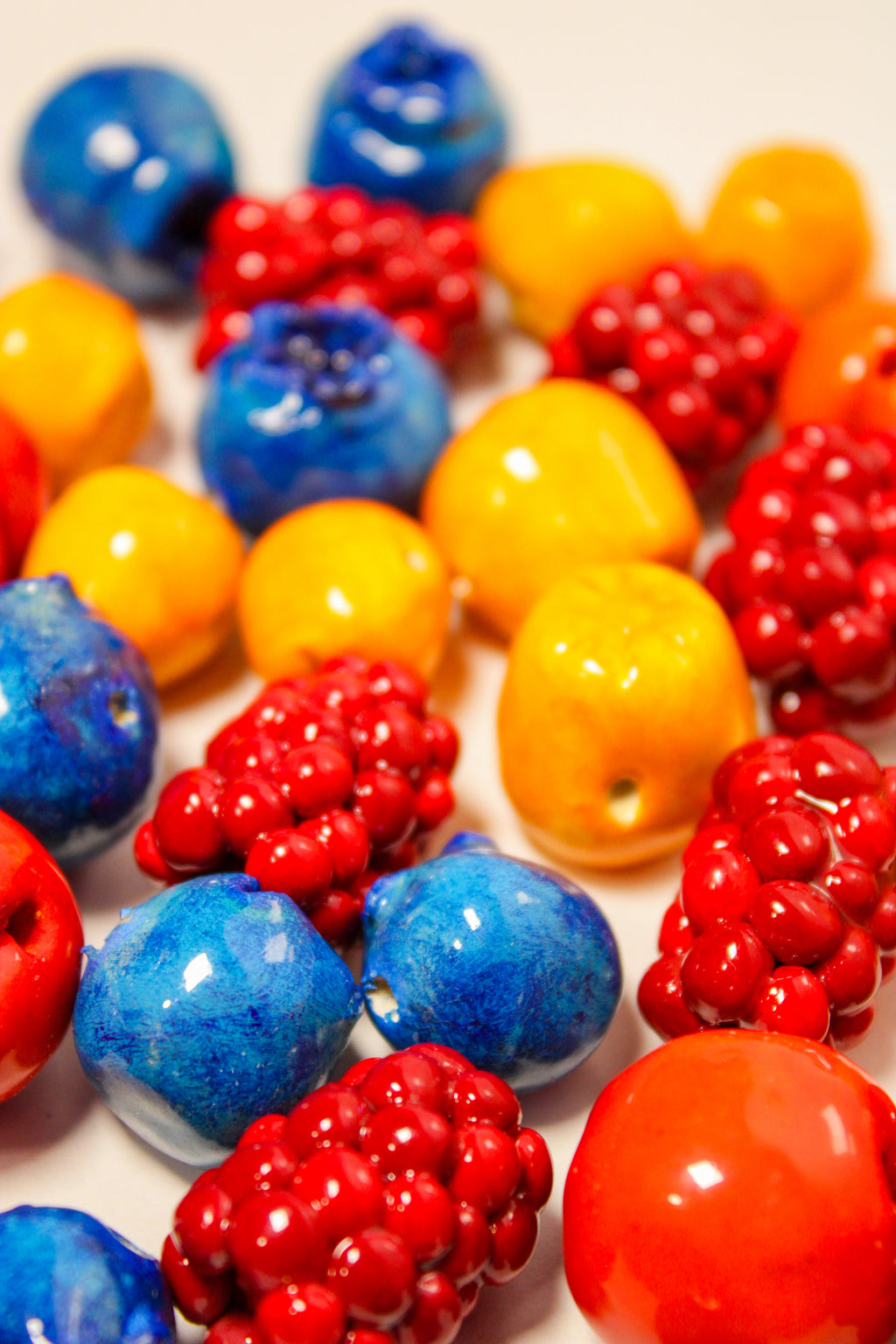 Large 20 mm - 25 mm Handcrafted Individual Clay Fruit Beads - HAWWAA Studios