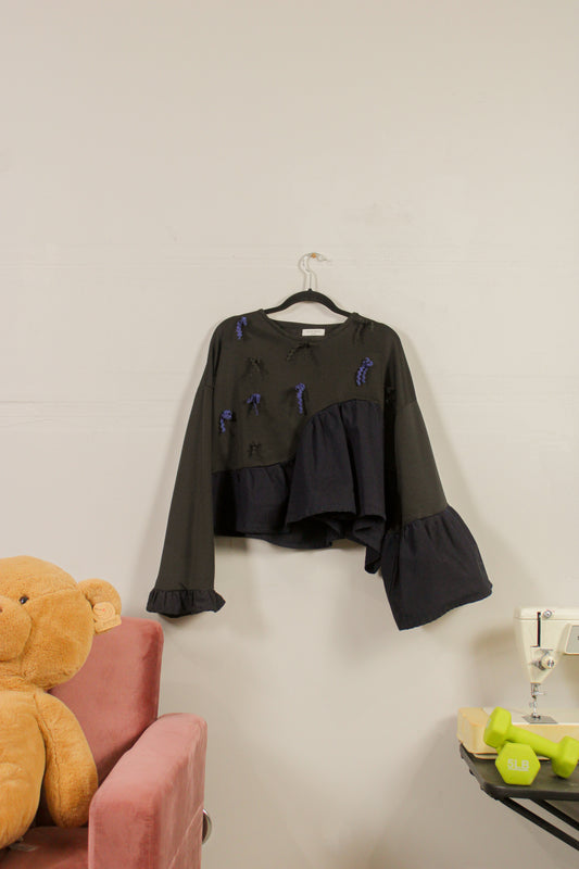 "Demi" Asymmetrical Ric-Rac Bow Top