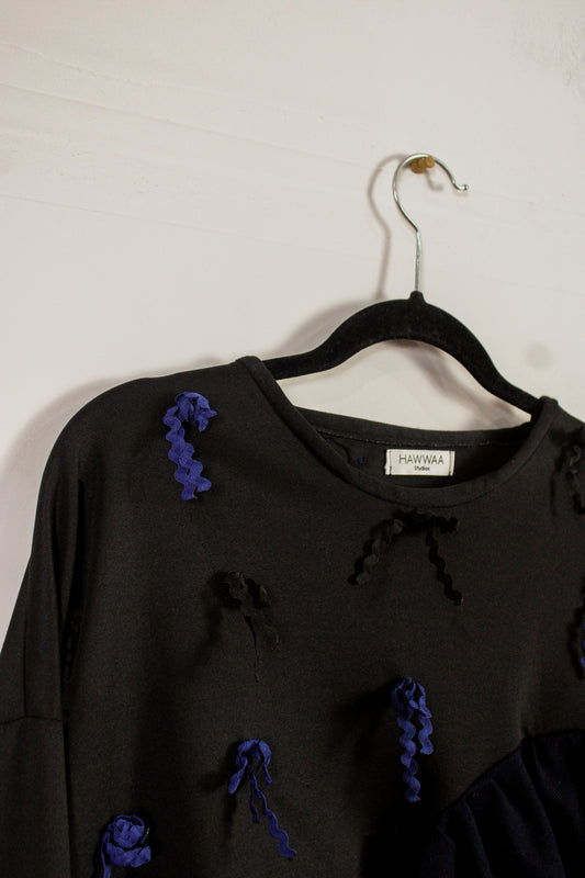 "Demi" Asymmetrical Ric-Rac Bow Top