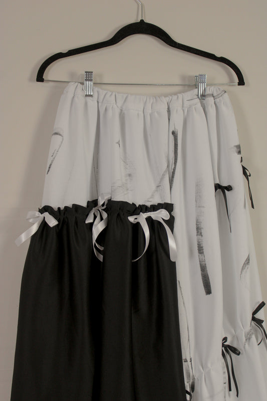 "Checkmate" Multi-Layered Gathered Bow Skirt