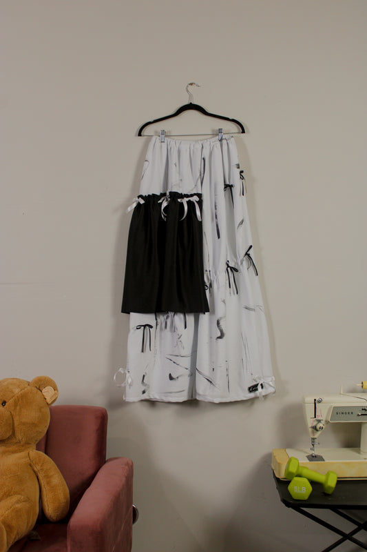 "Checkmate" Multi-Layered Gathered Bow Skirt