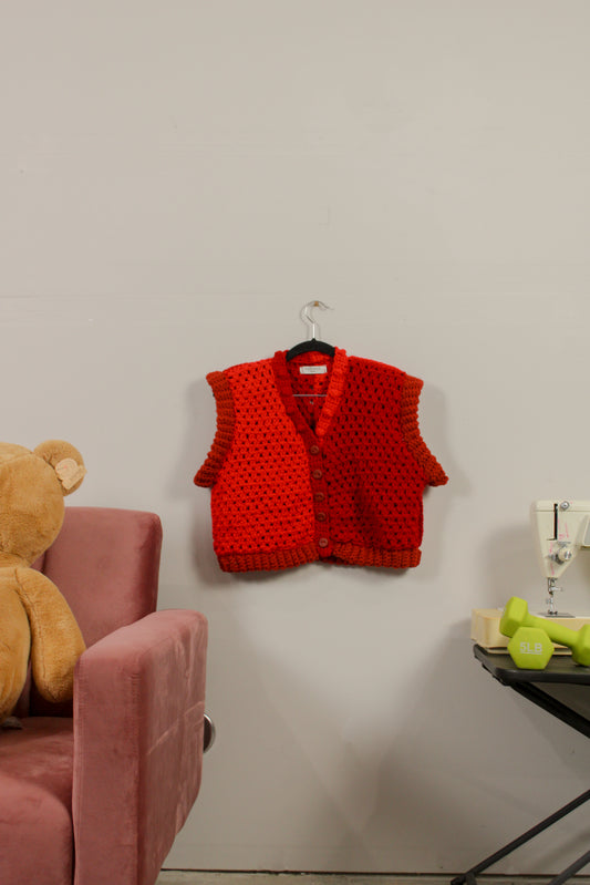 "To Do List" Color-blocked Crocheted Cropped Vest