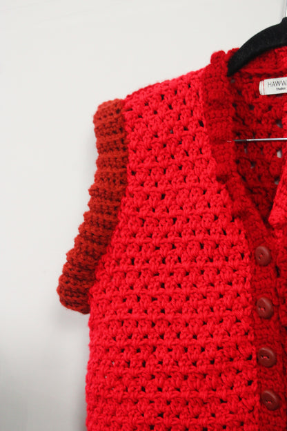 "To Do List" Color-blocked Crocheted Cropped Vest