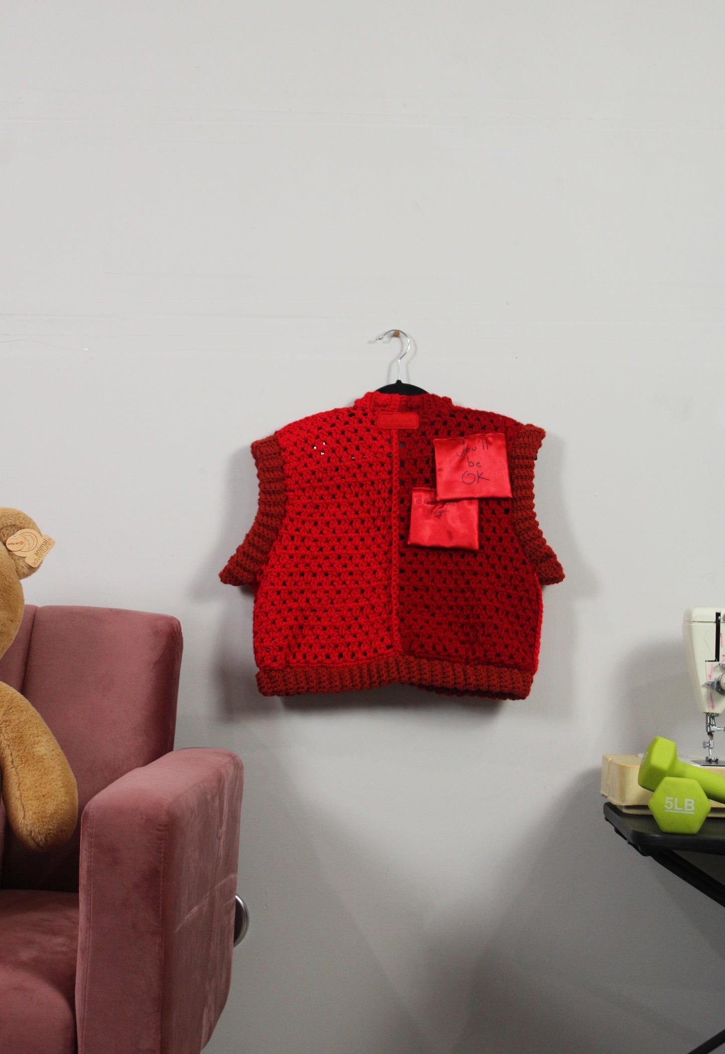 "To Do List" Color-blocked Crocheted Cropped Vest