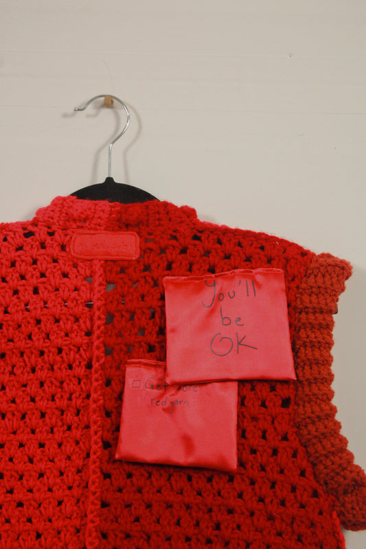 "To Do List" Color-blocked Crocheted Cropped Vest