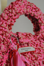 "Juice Box" Crocheted Handbag in "Strawberry Juice"