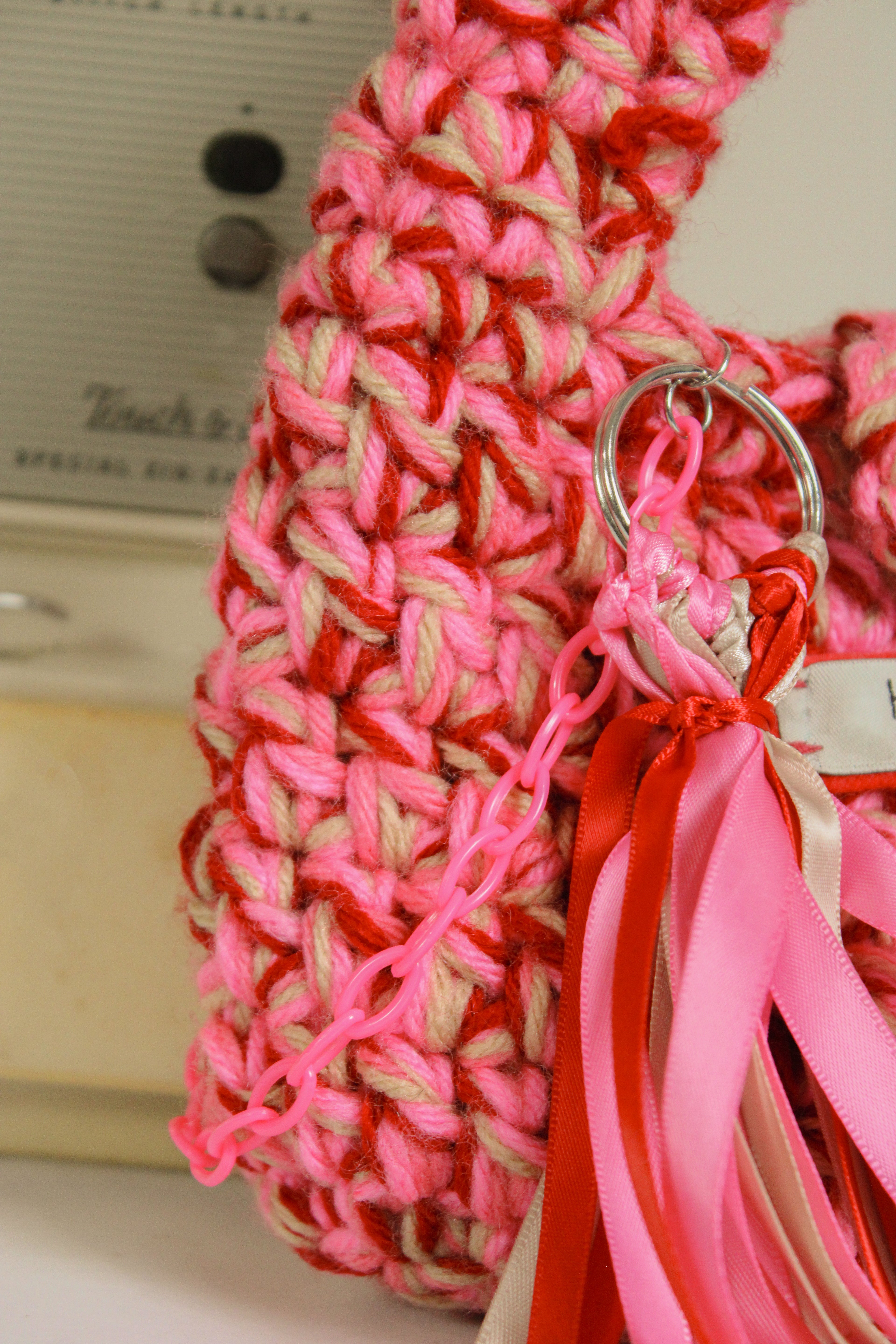 "Juice Box" Crocheted Handbag in "Strawberry Juice"