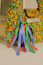 "Juice Box" Crocheted Handbag in "Fruit Punch"