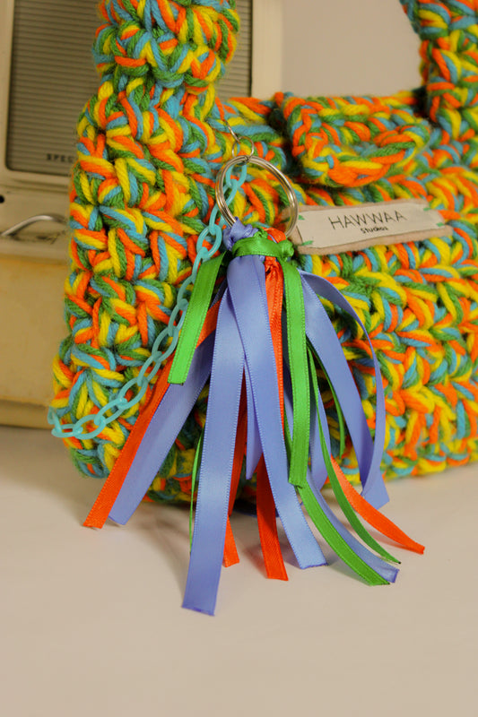 "Juice Box" Crocheted Handbag in "Fruit Punch"