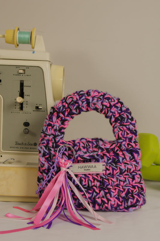 "Juice Box" Crocheted Handbag in "Grape Juice"